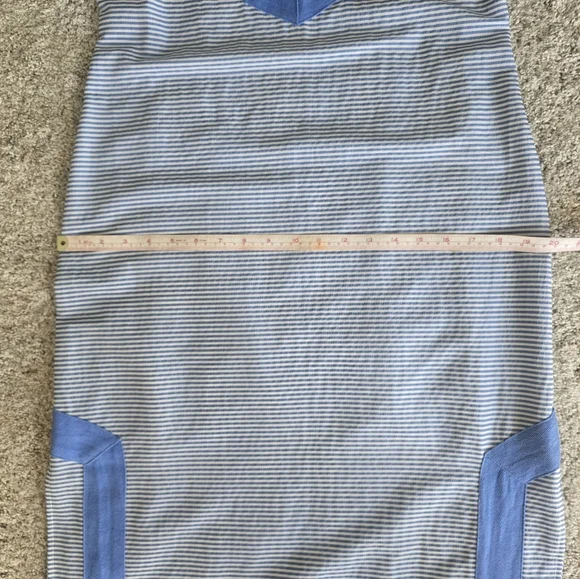 STS SAIL TO SABLE Column Notch Collar Sleeveless Maxi Dress Blue White Striped - Picture 6 of 15